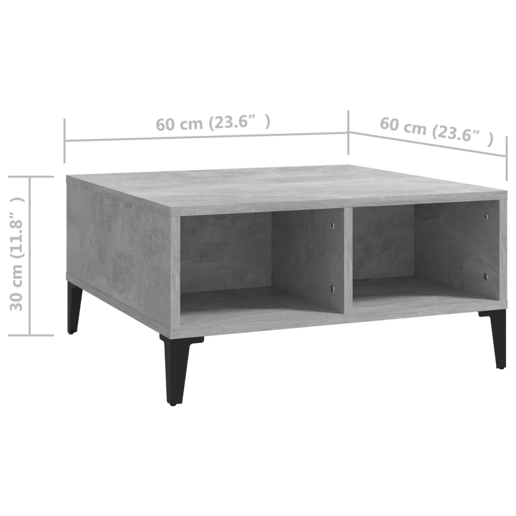 vidaXL Sohvapöytä betoninharmaa 60x60x30 cm tekninen puu