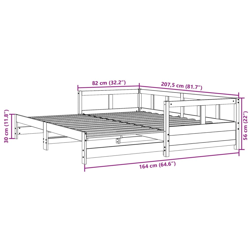 vidaXL Vuodesohva ilman patjaa valkoinen 80x200 cm täysi mänty