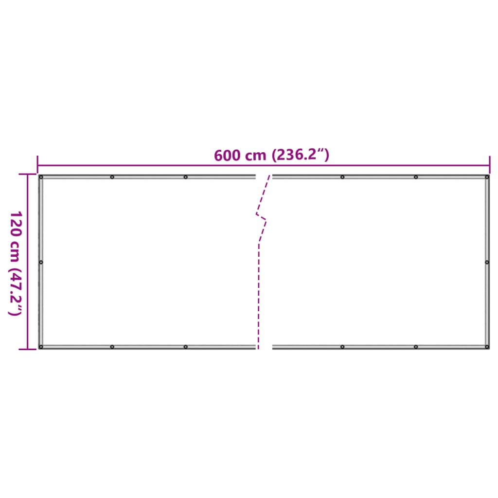 vidaXL Parvekkeen yksityisyyssuoja kerma 600x120 cm PVC