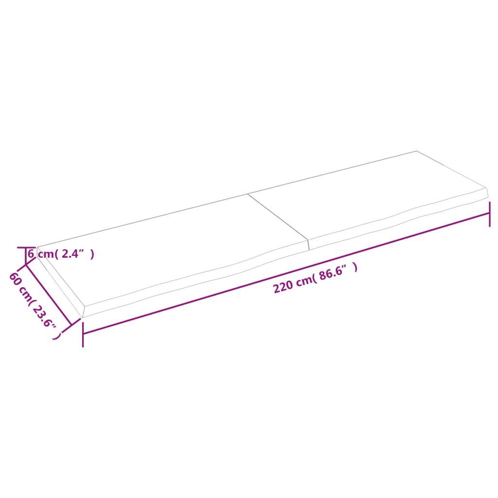 vidaXL Seinähylly tummanruskea 220x60x(2-6) cm käsitelty täystammi