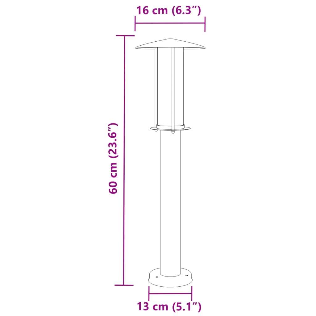 vidaXL Pylväsvalaisin musta 60 cm ruostumaton teräs