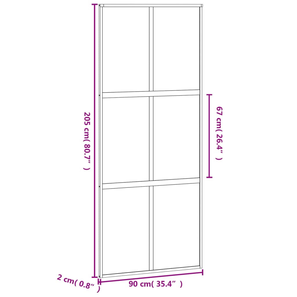 vidaXL Liukuovi musta 90x205 cm karkaistu lasi ja alumiini