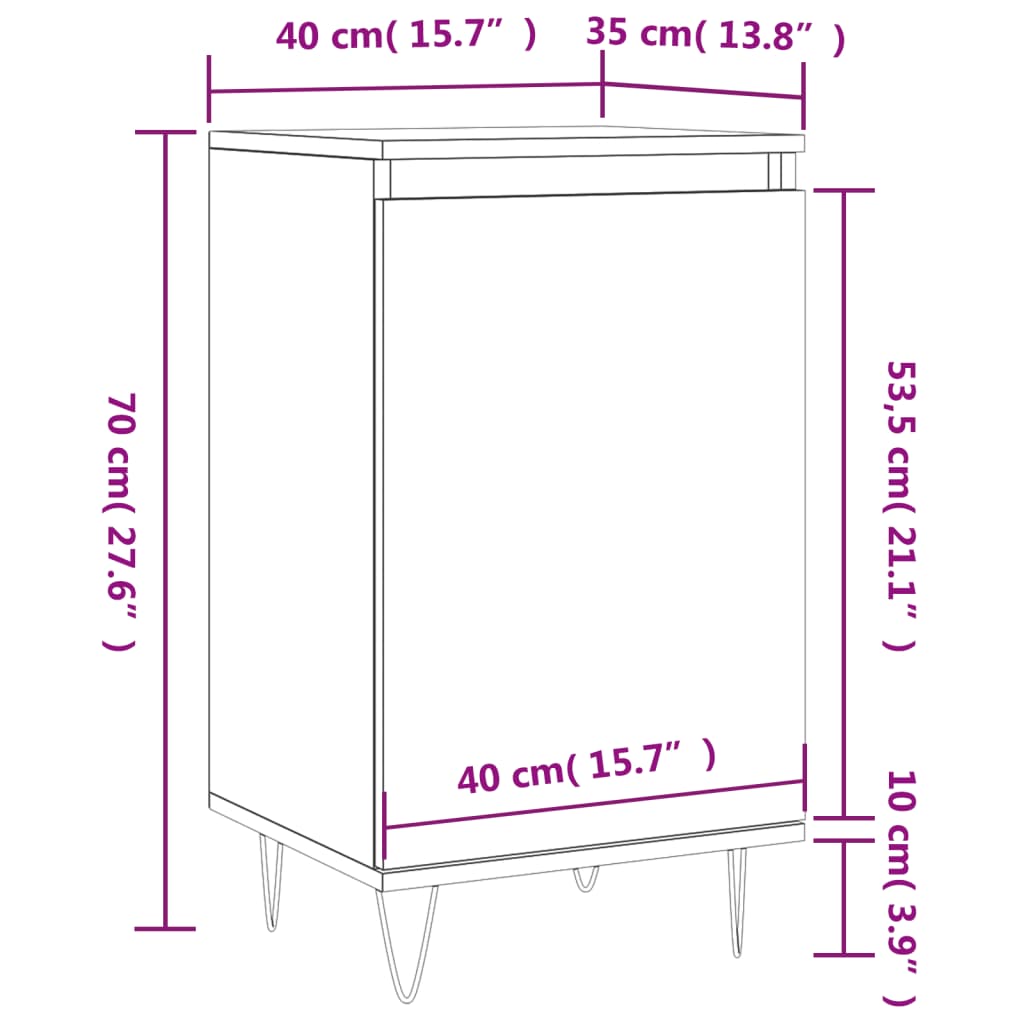 vidaXL Senkki ruskea tammi 40x35x70 cm tekninen puu