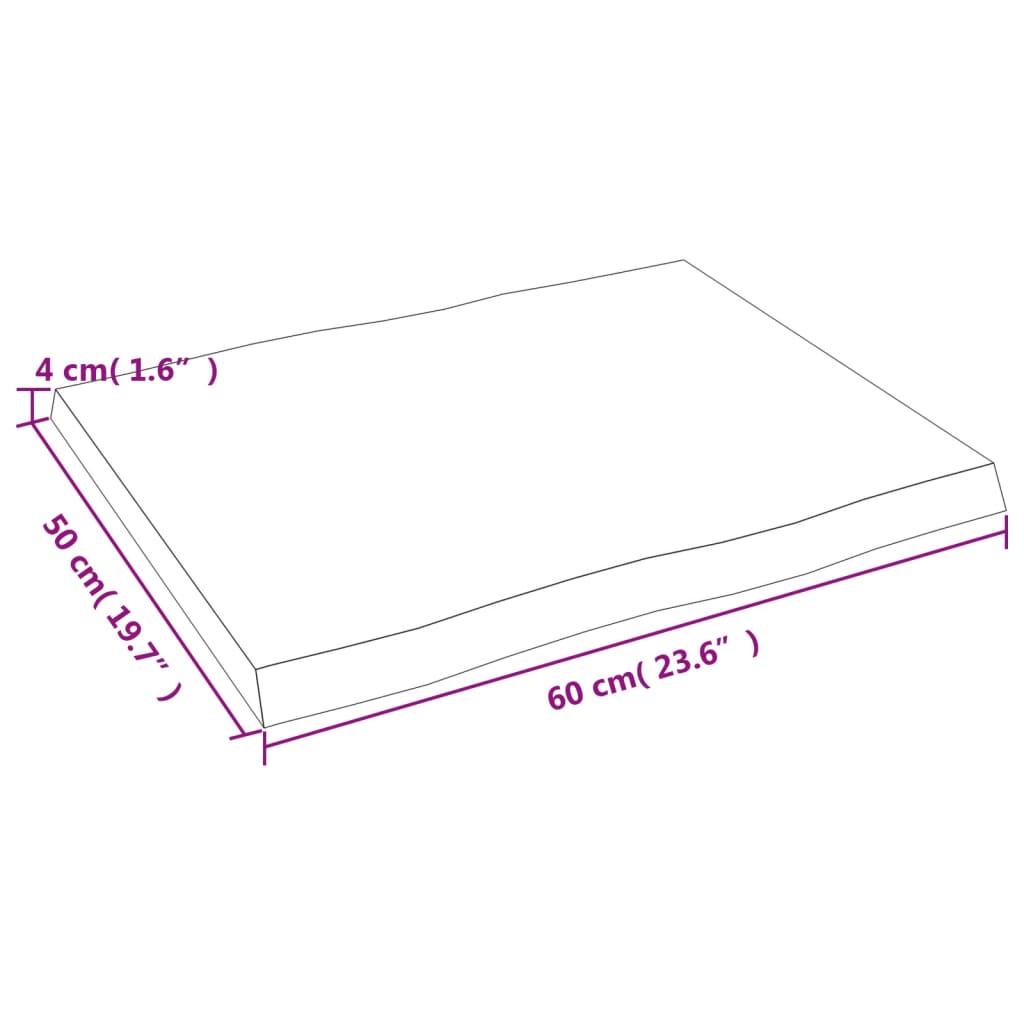 vidaXL Pöytälevy ruskea 60x50x(2-4)cm käsitelty täystammi elävä reuna