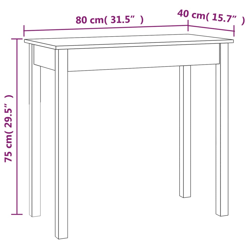 vidaXL Konsolipöytä 80x40x75 cm täysi mänty