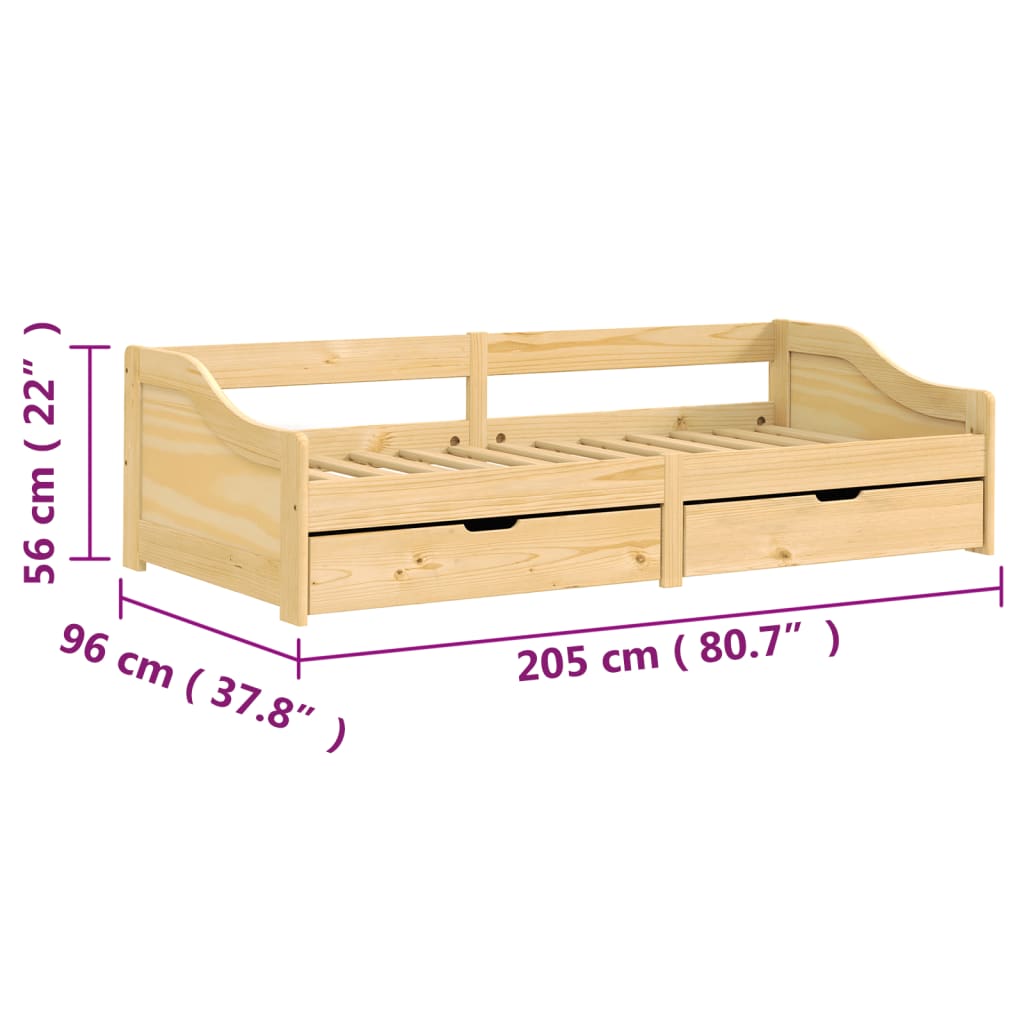 vidaXL Sohvasänky 2 laatikolla IRUN 90x200 cm täysi mänty