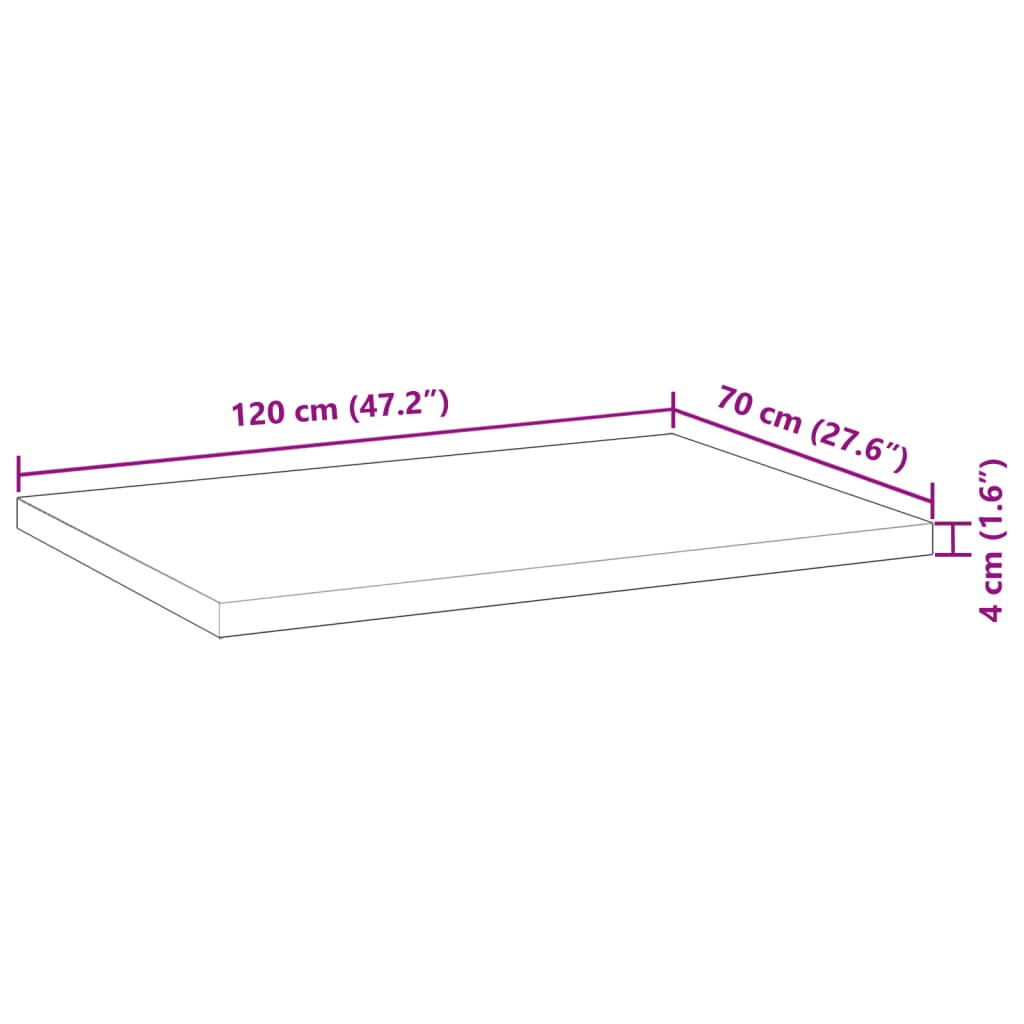 vidaXL Pöytälevy 120x70x4 cm käsittelemätön täysi akasiapuu