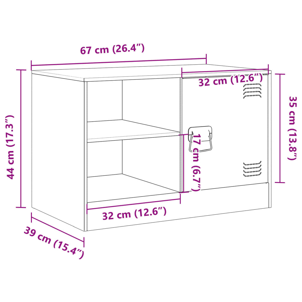 vidaXL TV-taso antrasiitti 67x39x44 cm teräs