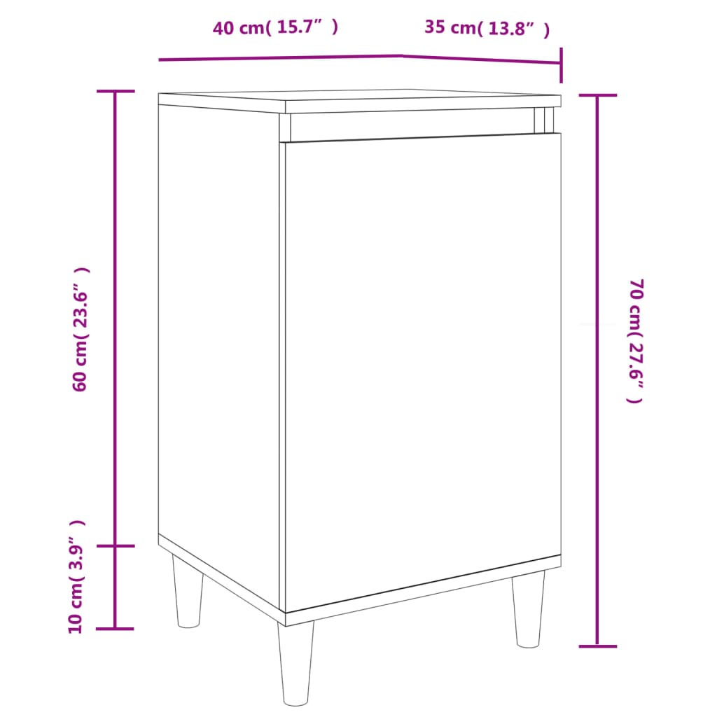 vidaXL Yöpöydät 2 kpl savutammi 40x35x70 cm tekninen puu