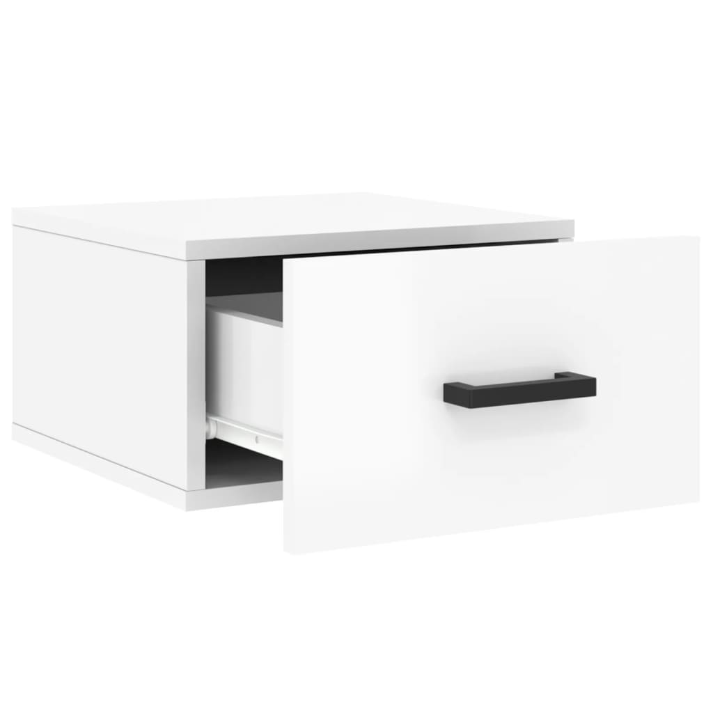 vidaXL Seinäkiinnitettävät yöpöydät 2 kpl korkeak. valk. 35x35x20 cm