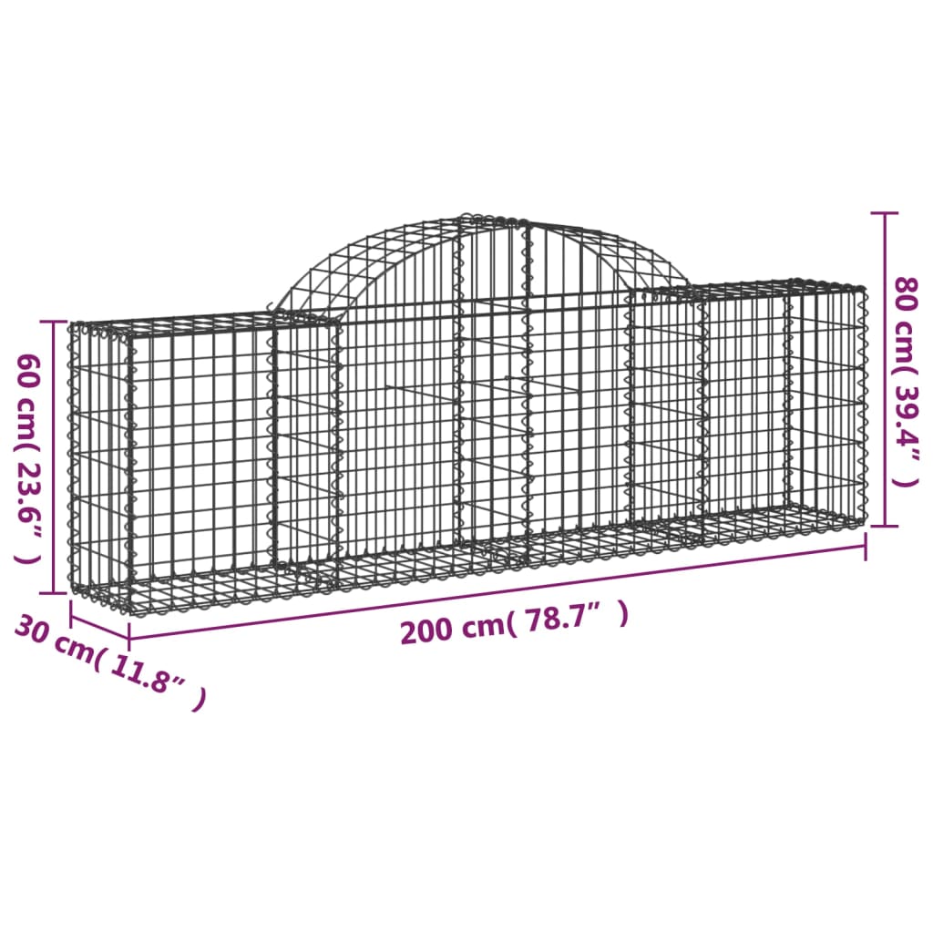 vidaXL Kaarevat kivikorit 10 kpl 200x30x60/80 cm galvanoitu rauta