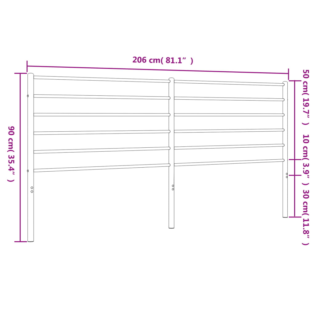 vidaXL Metallinen sängynpääty musta 200 cm