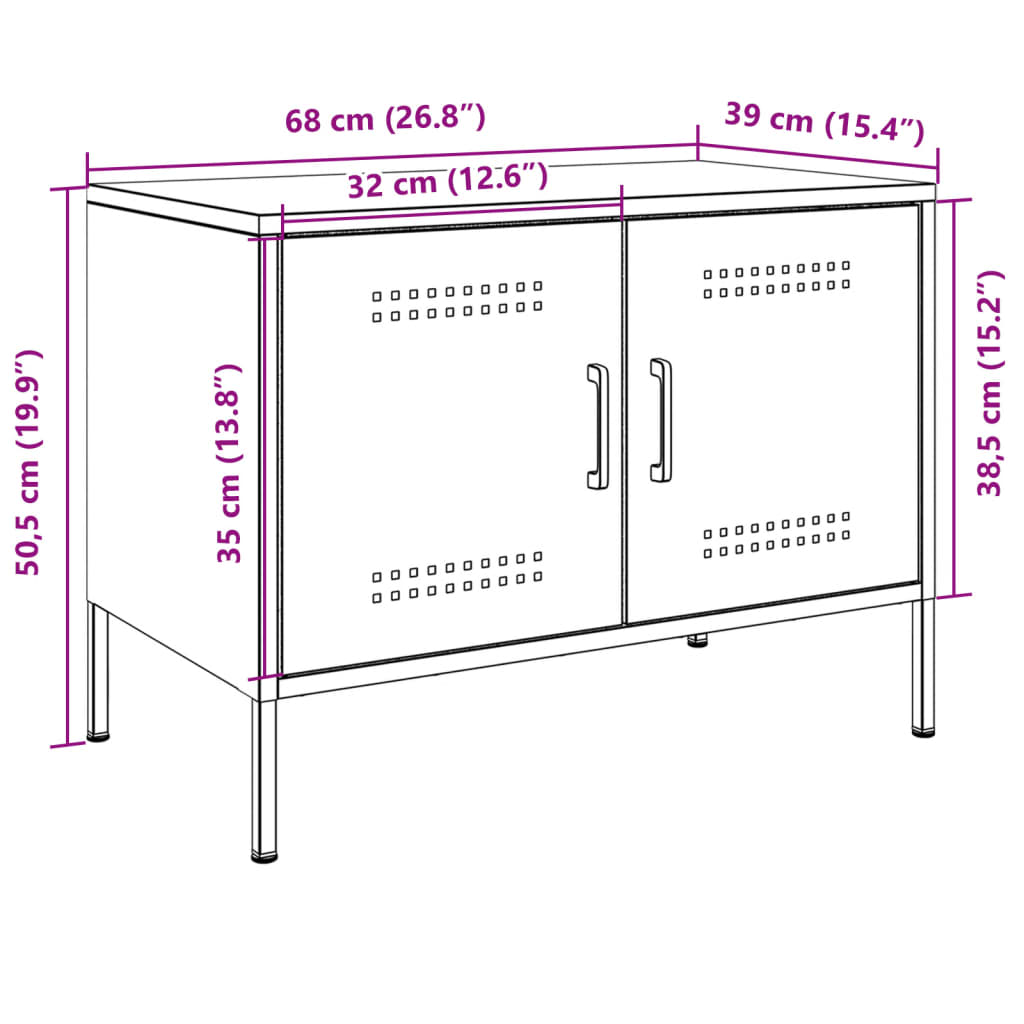 vidaXL TV-taso pinkki 68x39x50,5 cm teräs