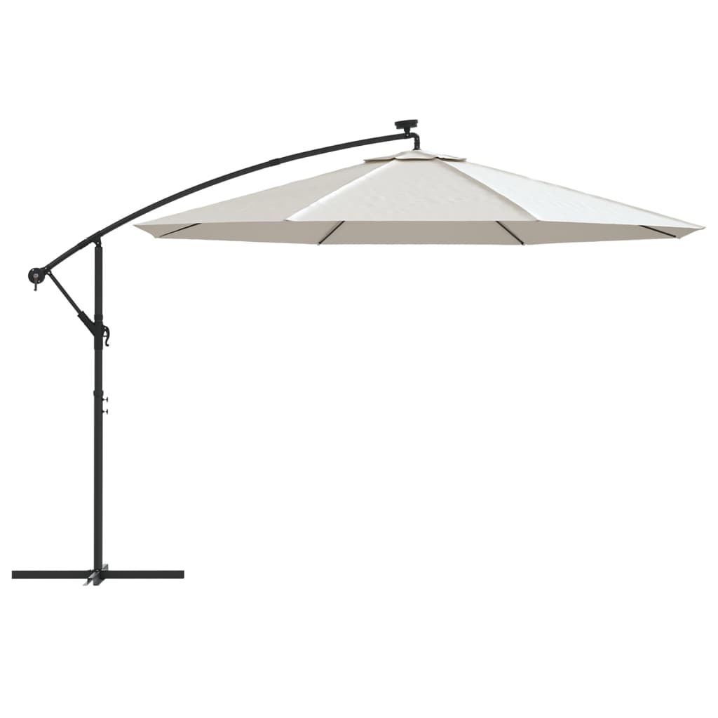 vidaXL Aurinkovarjo cantilever LED ja terästolppa 350 cm hiekka