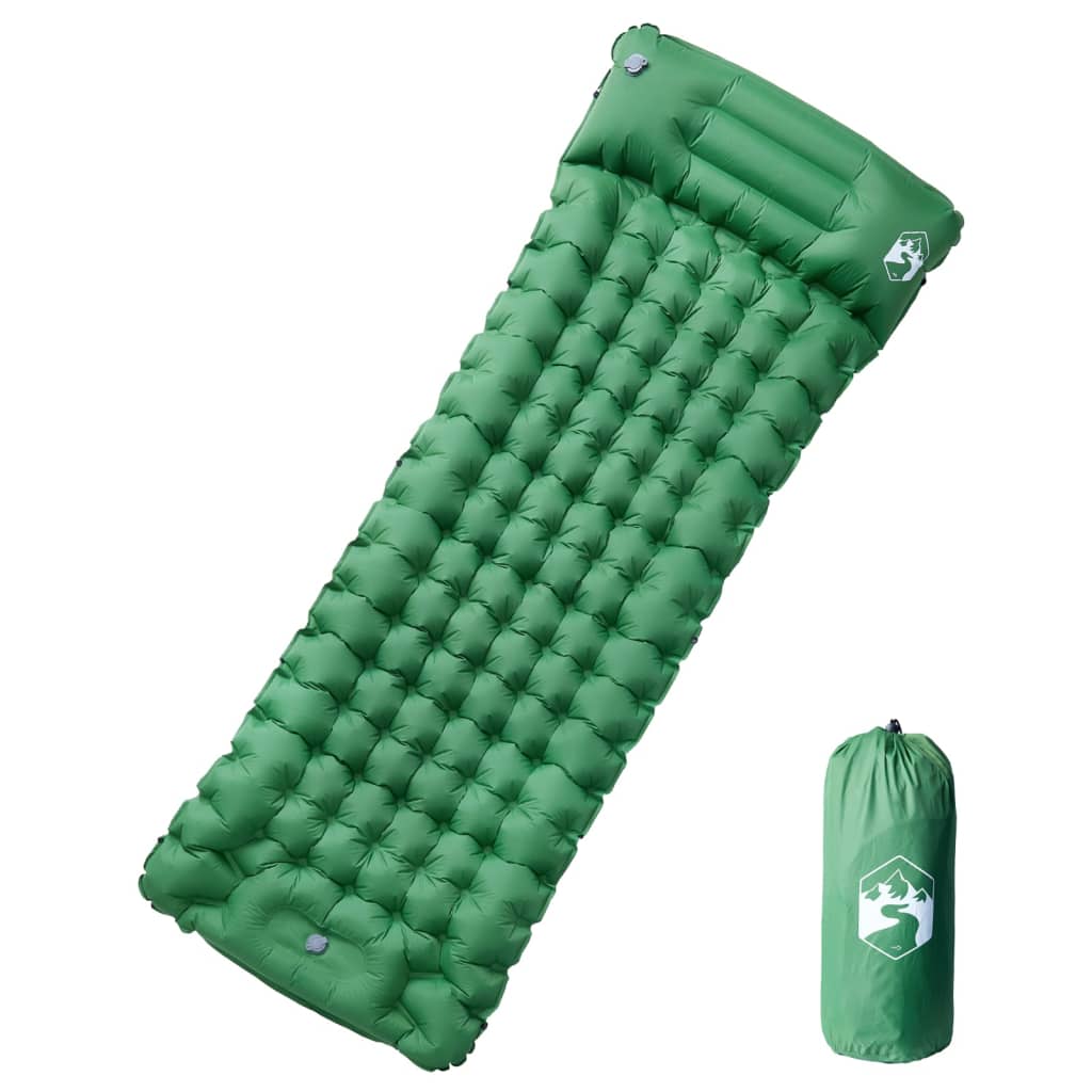 vidaXL Itsetäyttyvä retkeilypatja tyynyllä vihreä