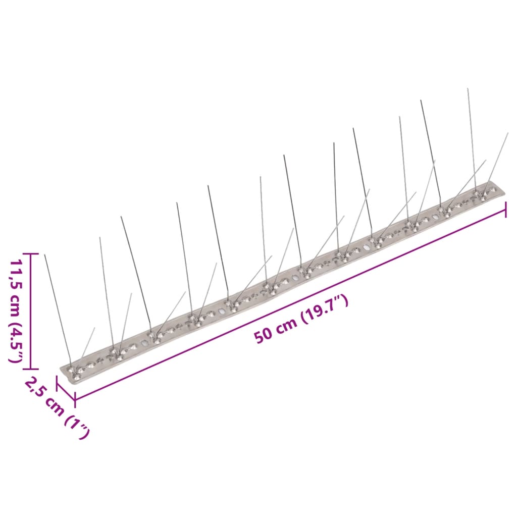 vidaXL 4-Riviset ruostumaton teräs lintu- & kyyhkyspiikit 6-sarja 3 m