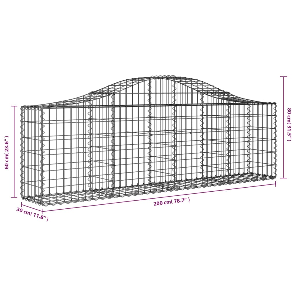 vidaXL Kaarevat kivikorit 9 kpl 200x30x60/80 cm galvanoitu rauta