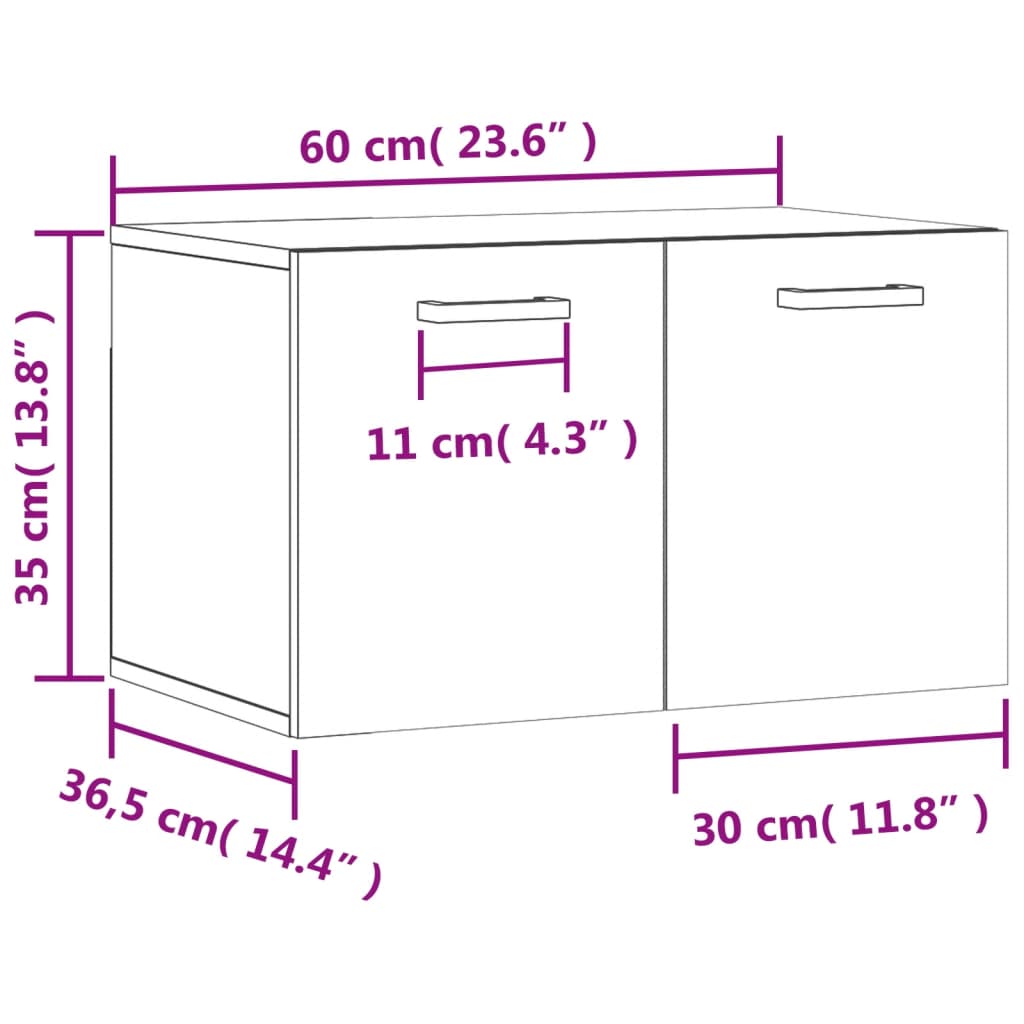 vidaXL Seinäkaappi savutammi 60x36,5x35 cm tekninen puu