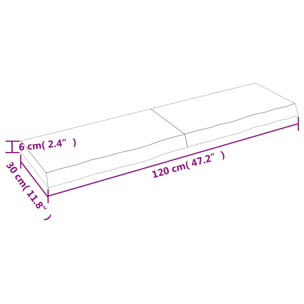 vidaXL Seinähylly tummanruskea 120x30x(2-6) cm käsitelty täystammi