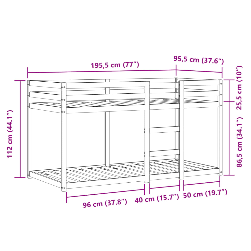 vidaXL Parvisänky verhoilla sininen 90x190 cm täysi mänty