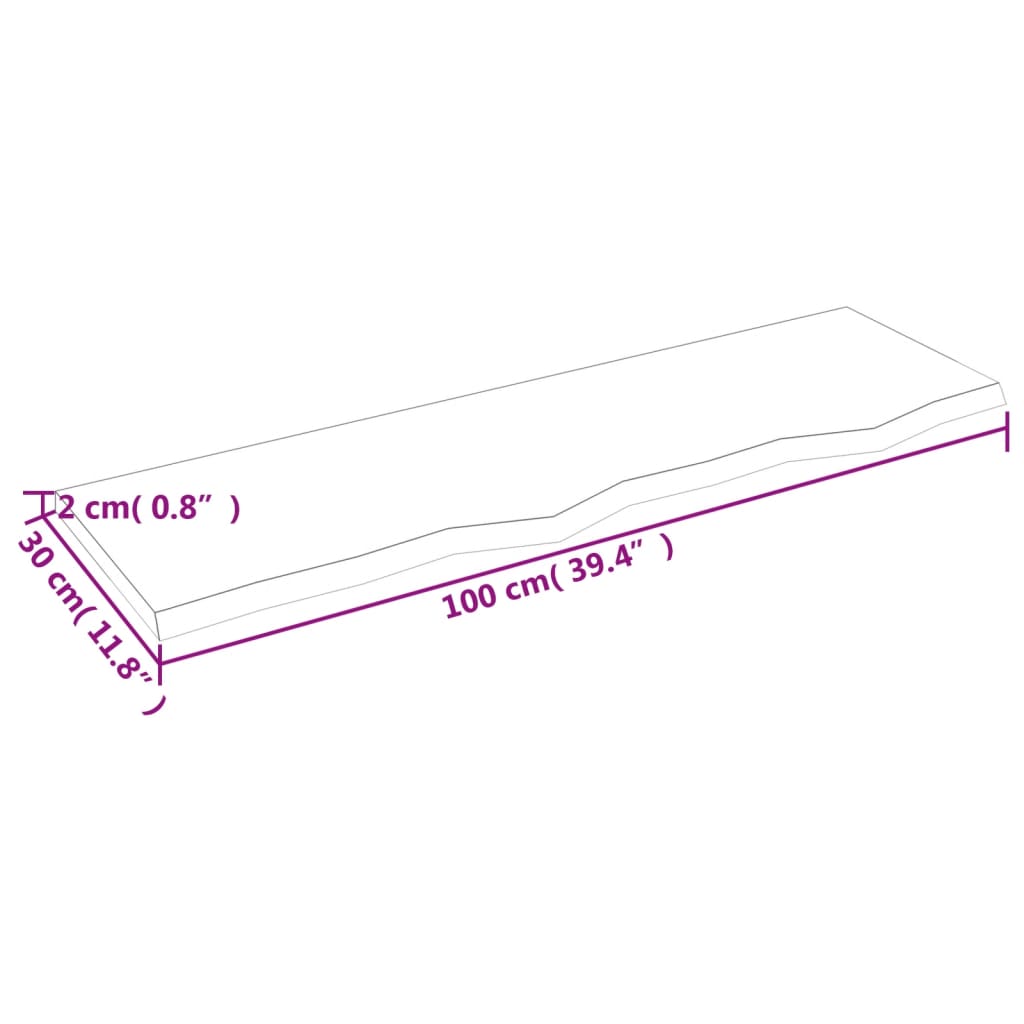 vidaXL Seinähylly tummanruskea 100x30x2 cm käsitelty täystammi