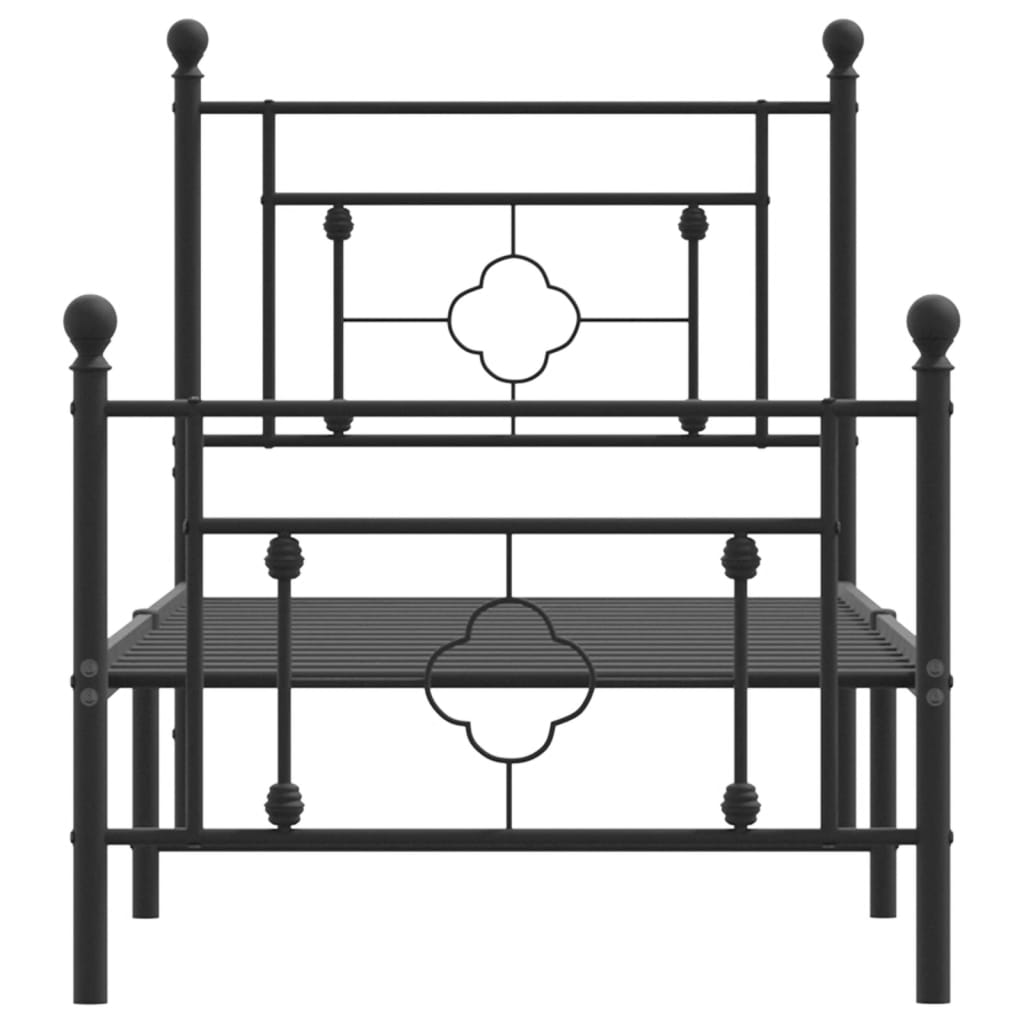 vidaXL Metallinen sängynrunko päädyillä musta 80x200 cm