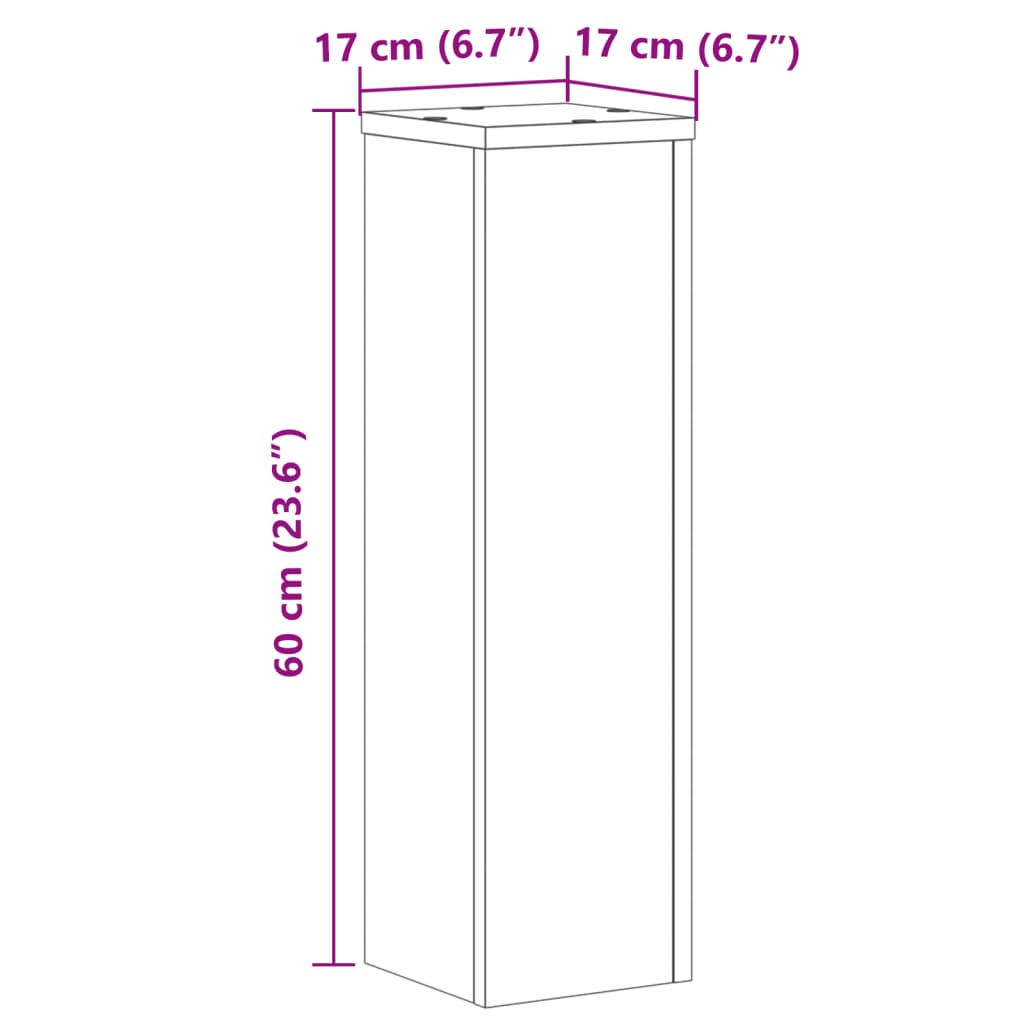 vidaXL Kasvitelineet 2 kpl musta 17x17x60 cm tekninen puu