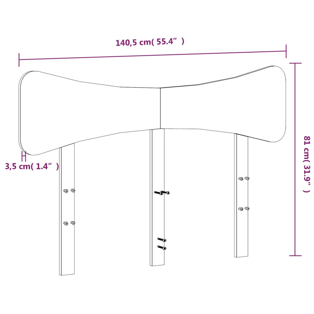 vidaXL Sängynpääty valkoinen 135 cm täysi mänty