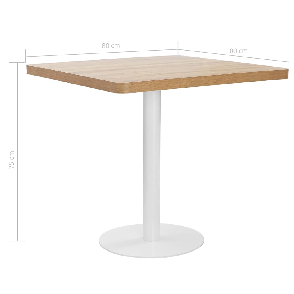 vidaXL Bistropöytä vaaleanruskea 80x80 cm MDF