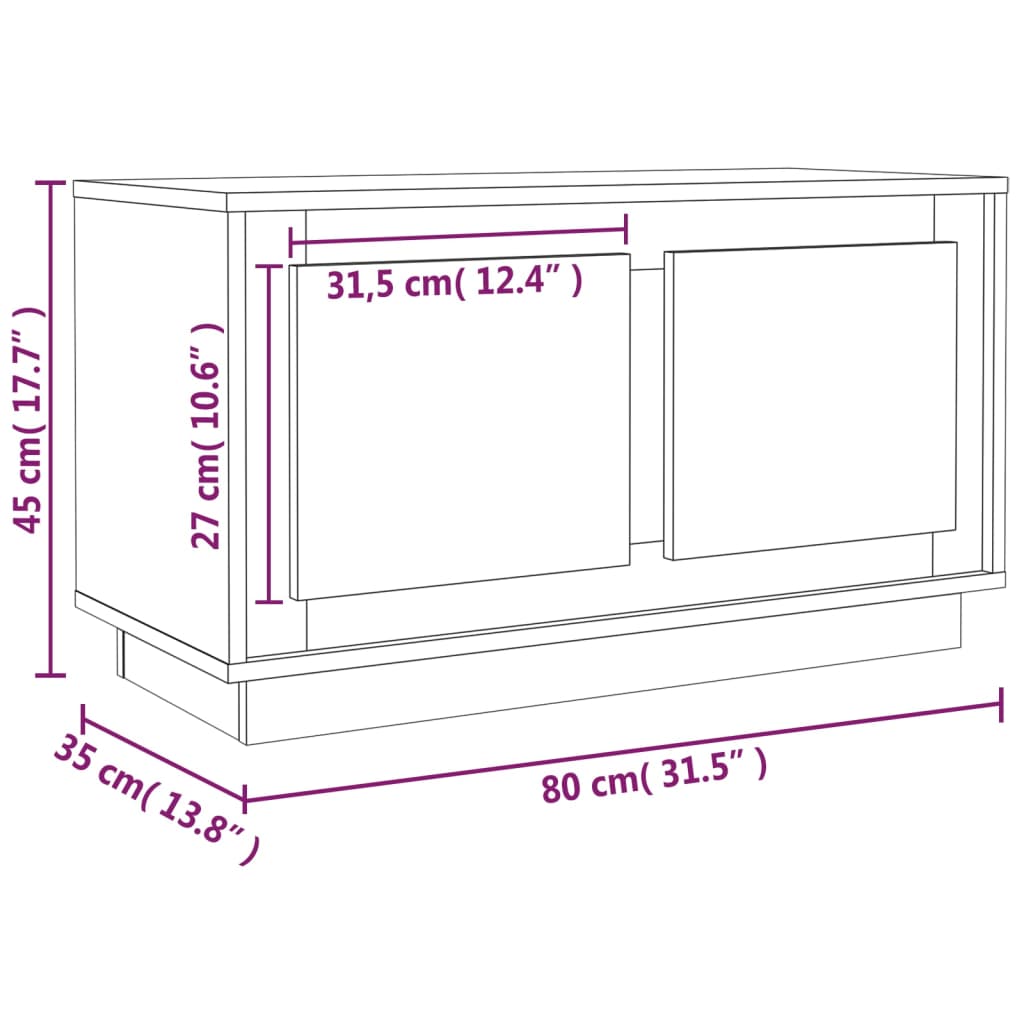 vidaXL TV-taso harmaa Sonoma 80x35x45 cm tekninen puu