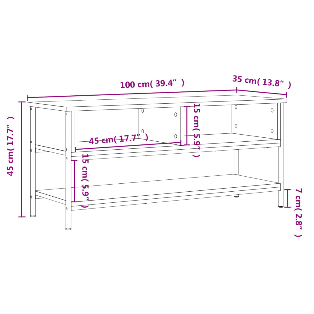 vidaXL TV-taso musta 100x35x45 cm tekninen puu