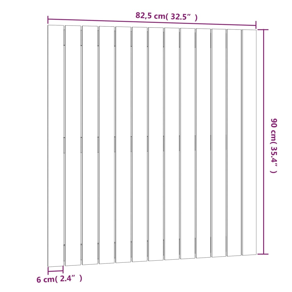 vidaXL Sängynpääty seinälle hunajanruskea 82,5x3x90 cm täysi mänty