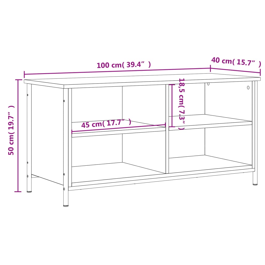 vidaXL TV-taso harmaa Sonoma 100x40x50 cm tekninen puu