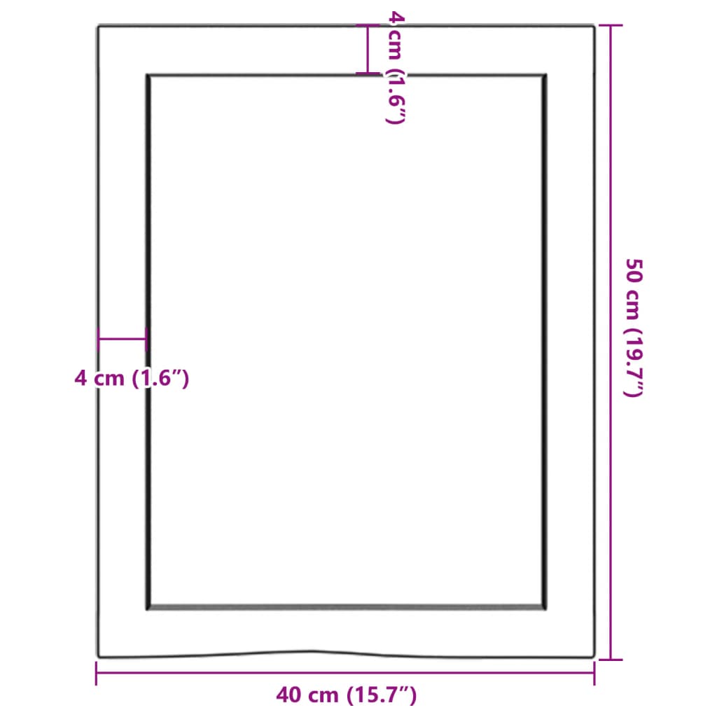 vidaXL Kylpyhuoneen työtaso v.ruskea 40x50x(2-6)cm käsitelty täysi puu