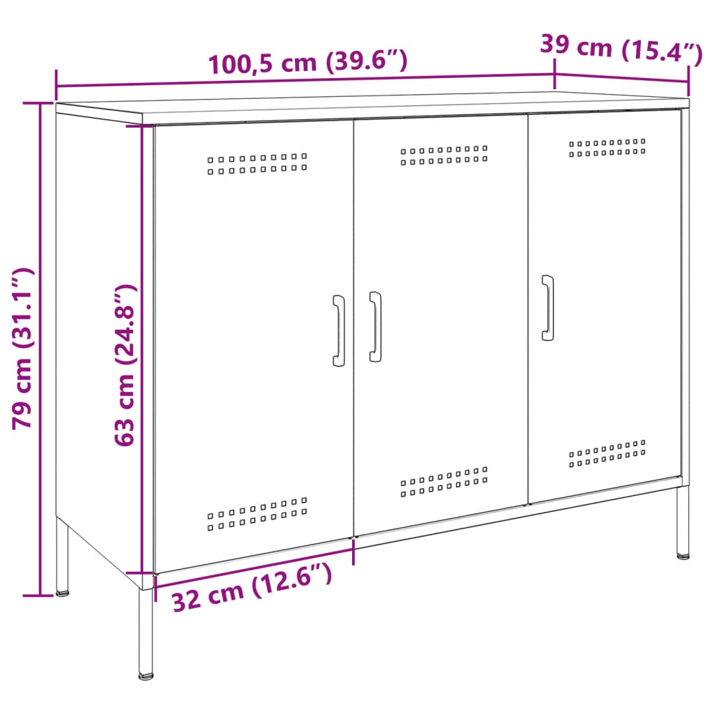 vidaXL Senkki oliivinvihreä 100,5x39x79 cm teräs