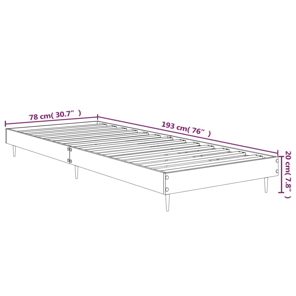 vidaXL Sängynrunko ruskea tammi 75x190 cm tekninen puu