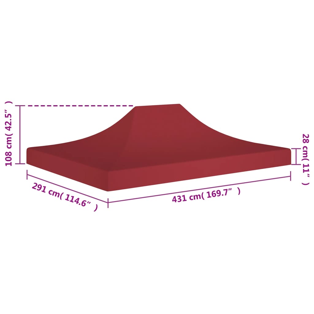 vidaXL Juhlateltan katto 4,5x3 m viininpunainen 270 g/m²