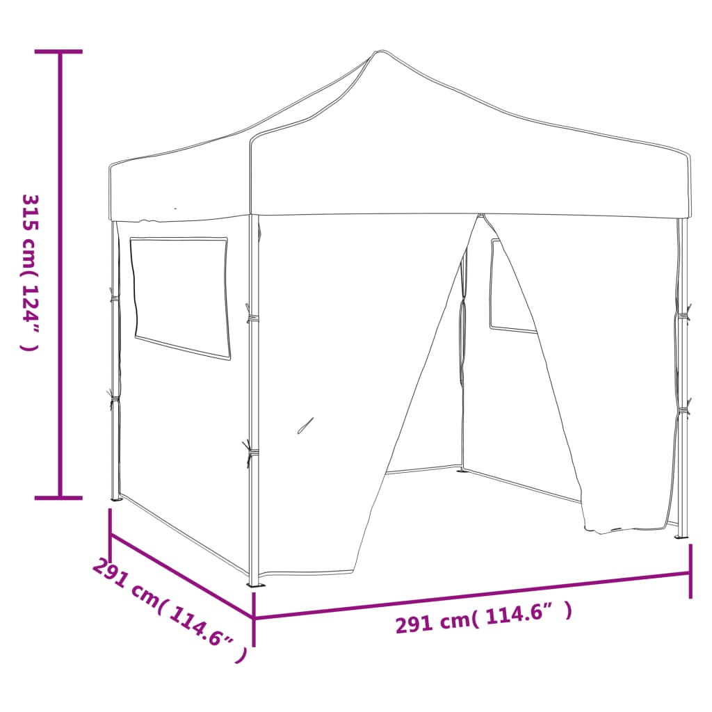 vidaXL Kokoontaitettava juhlateltta 4 seinällä 3x3 m sininen