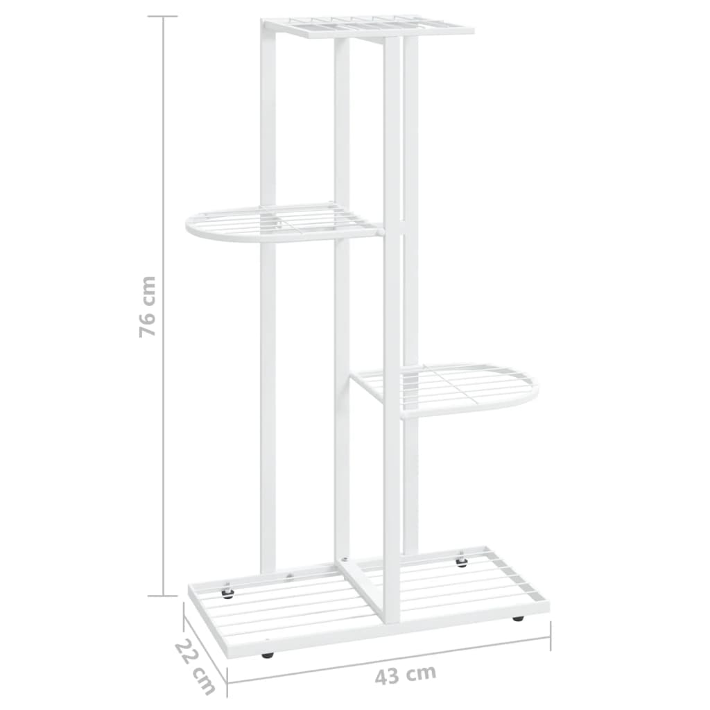 vidaXL 4-kerroksinen kukkateline 43x22x76 cm valkoinen metalli