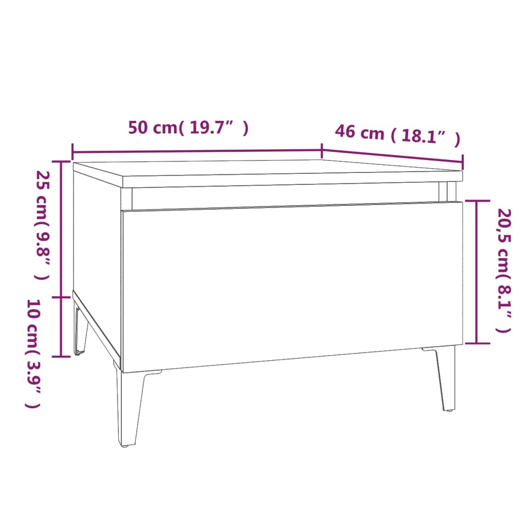 vidaXL Sivupöydät 2 kpl savutammi 50x46x35 cm tekninen puu