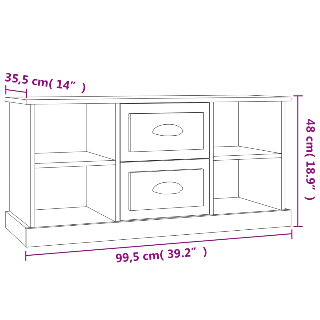 vidaXL TV-taso betoninharmaa 99,5x35,5x48 cm tekninen puu