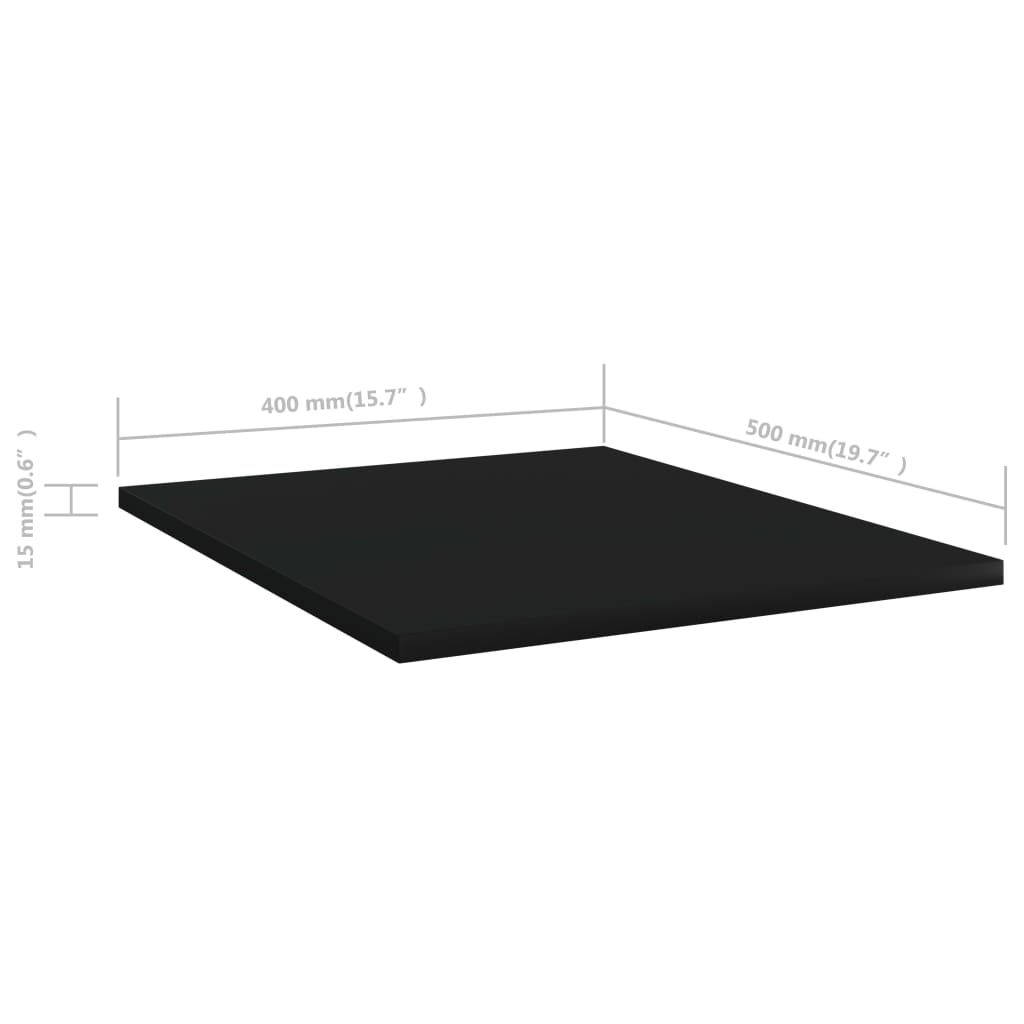 vidaXL Kirjahyllytasot 8 kpl musta 40x50x1,5 cm teknisestä puusta