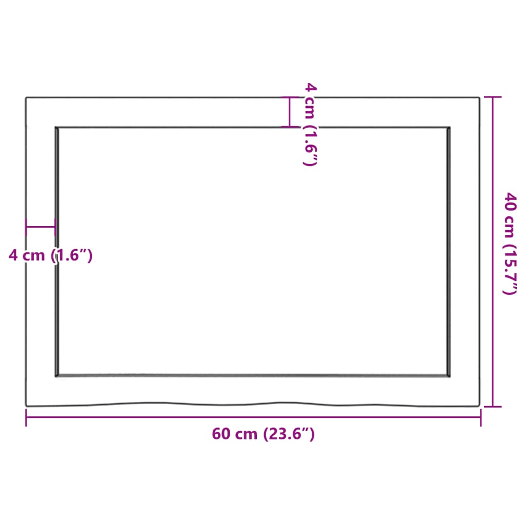 vidaXL Kylpyhuoneen työtaso t.ruskea 60x40x(2-6)cm käsitelty täyspuu