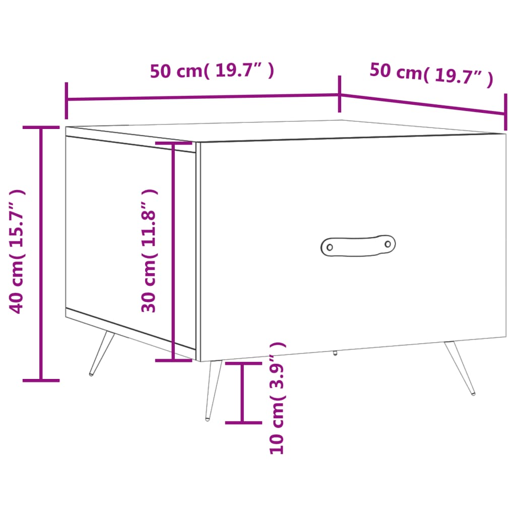 vidaXL Sohvapöydät 2 kpl harmaa Sonoma 50x50x40 cm tekninen puu