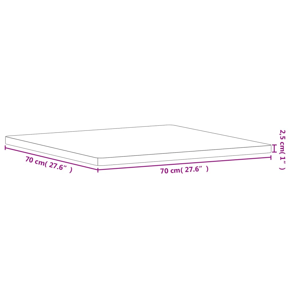 vidaXL Pöytälevy 70x70x2,5 cm neliö täysi pyökki