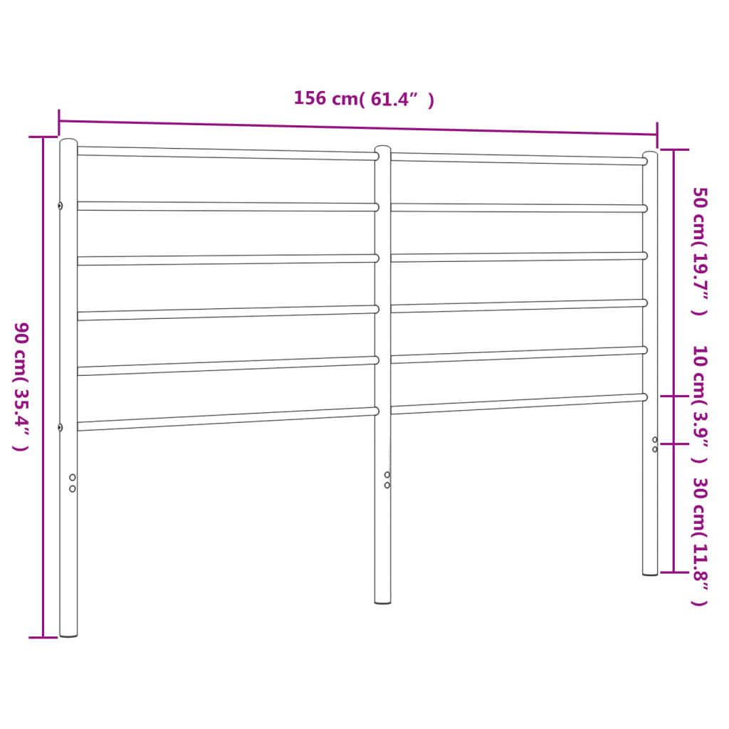 vidaXL Metallinen sängynpääty valkoinen 150 cm