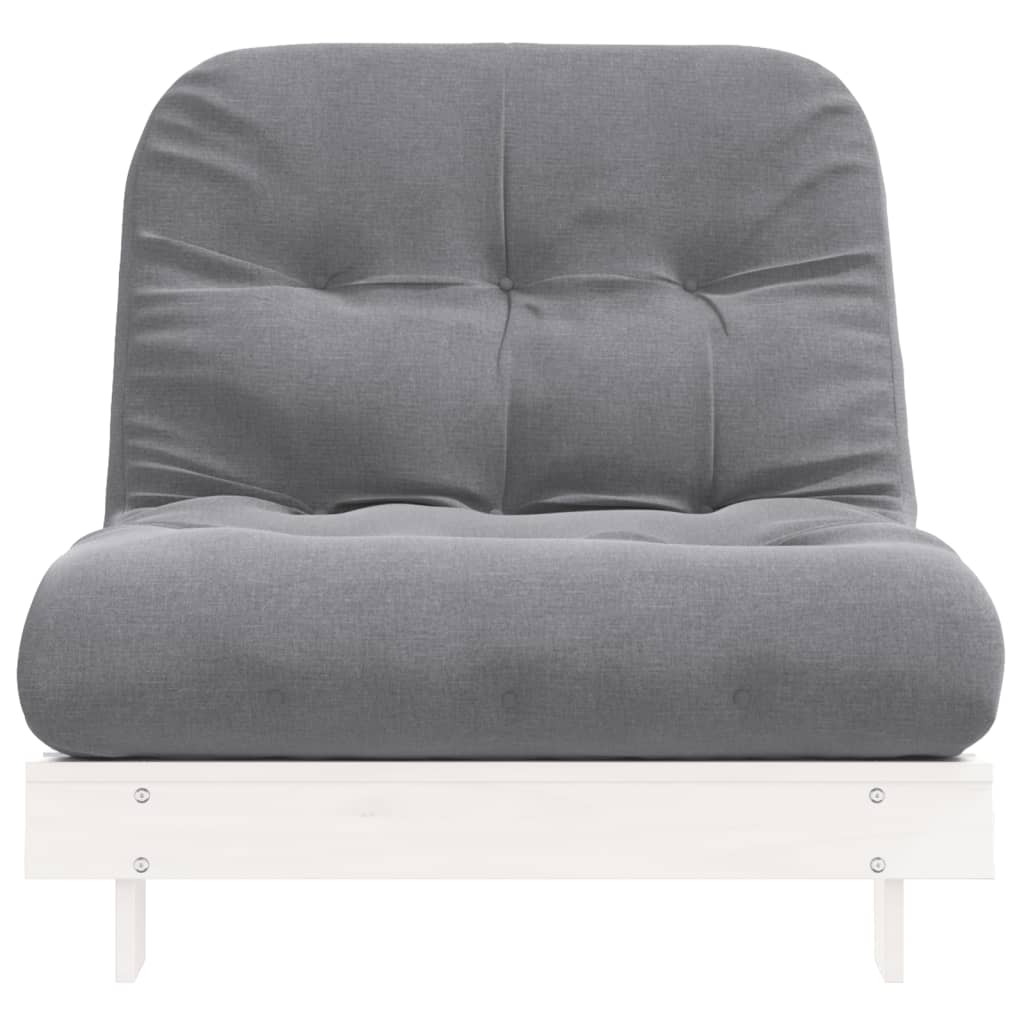 vidaXL Futon vuodesohva patjalla valkoinen 80x206x11 cm täysi mänty