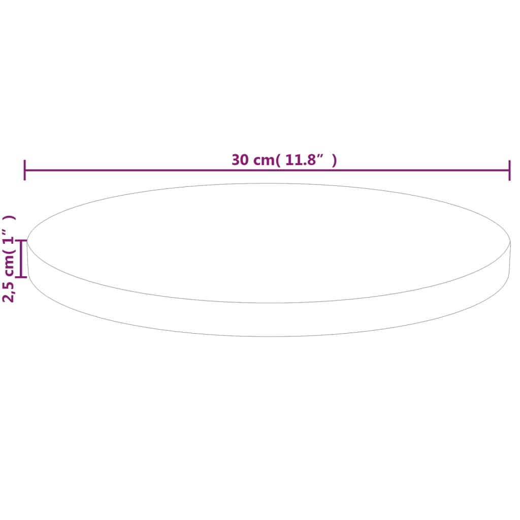 vidaXL Pyöreä pöytälevy Ø30x2,5 cm käsittelemätön täysi tammi