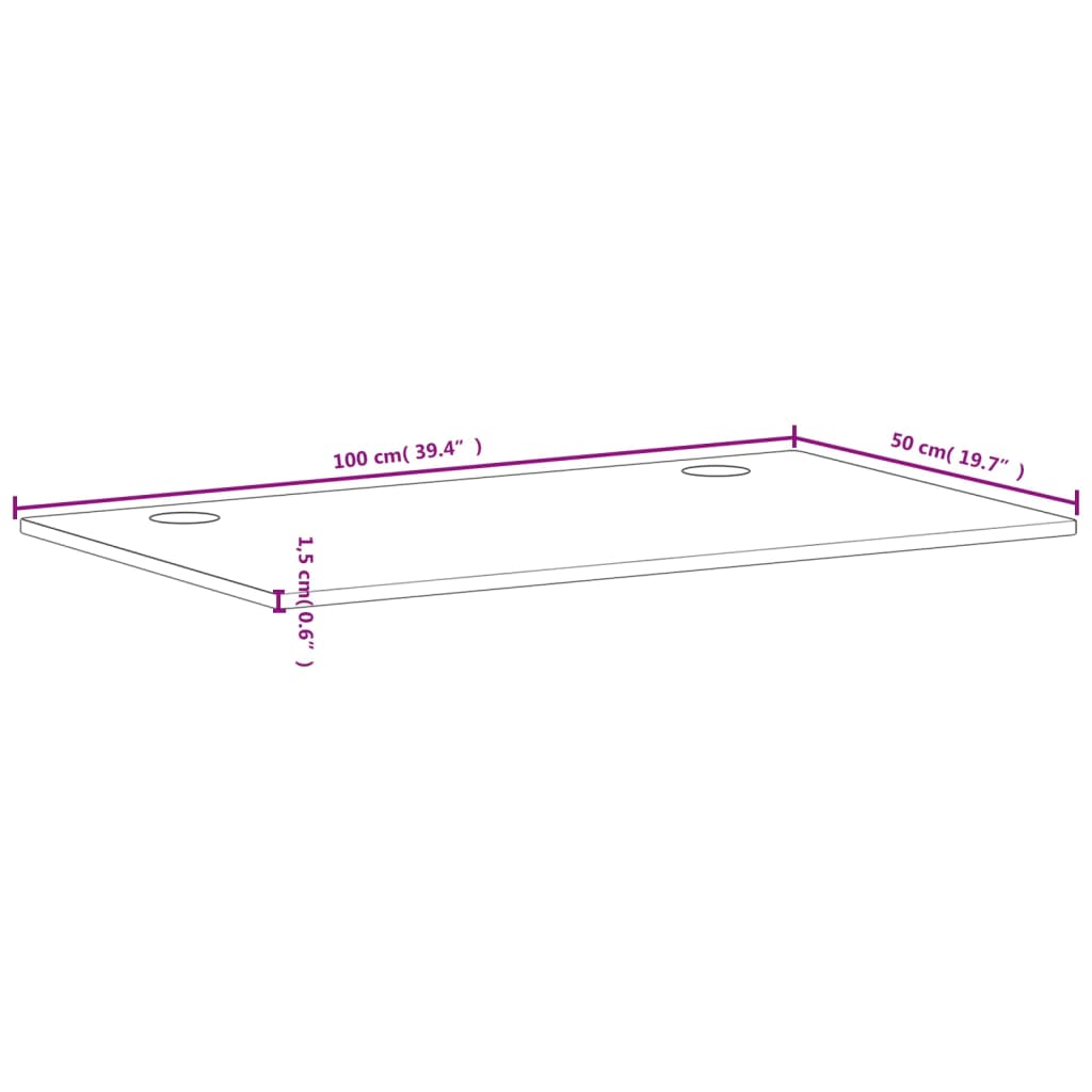 vidaXL Pöytälevy 100x50x1,5 cm täysi pyökki