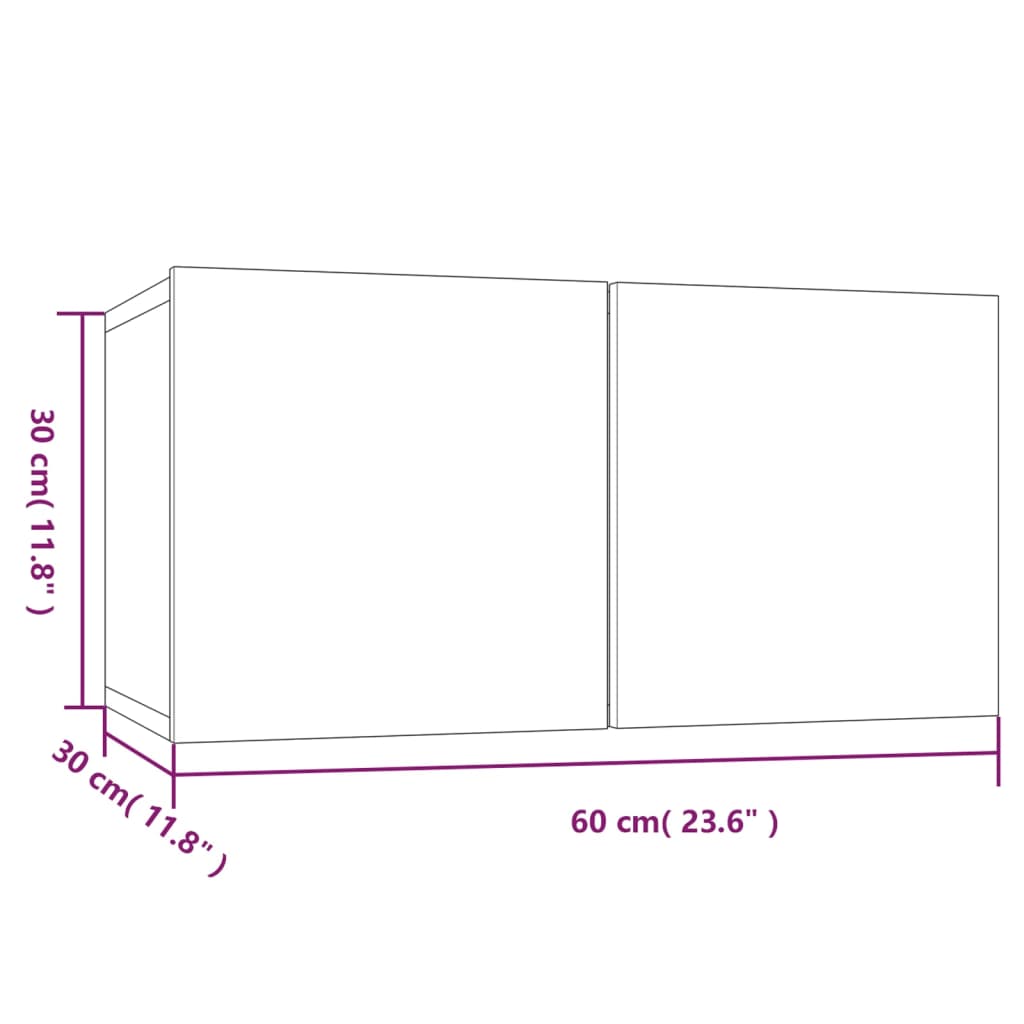 vidaXL Riippuva TV-kaappi harmaa Sonoma 60x30x30 cm tekninen puu